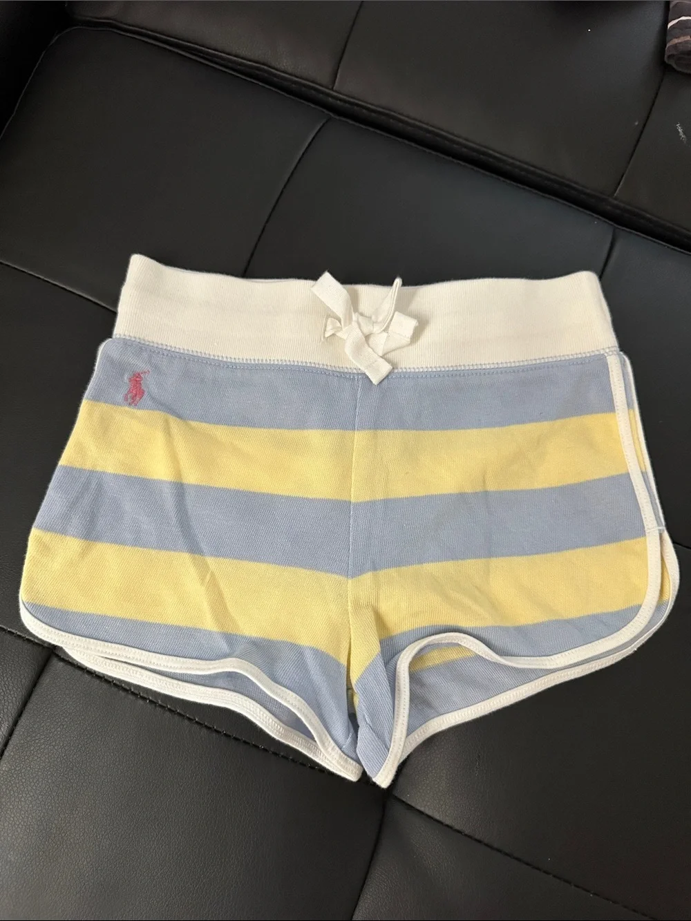 Ralph Lauren Yellow & Light Blue Striped Knit Athletic Shorts